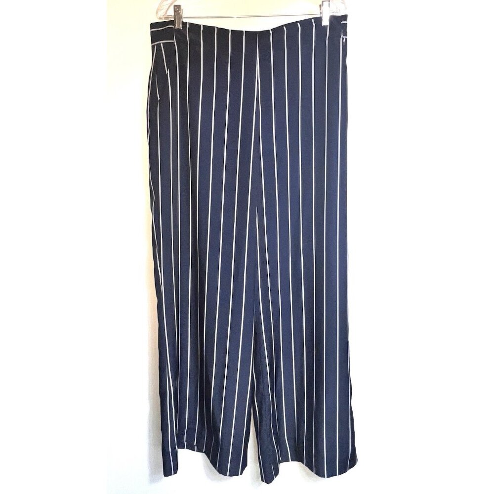 Alex Marie Willa Pant Wide Leg High Rise Navy & White Dress Pants Women’s‎ Sz 14